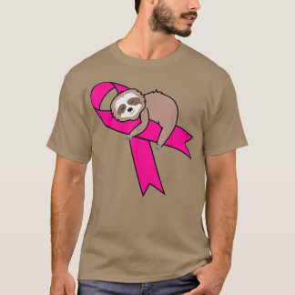 Sloth Pink Ribbon Warrior Cute Breast Cancer Aware T-Shirt