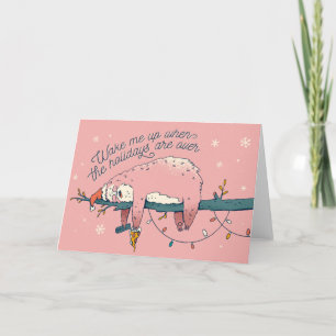 Sloth Pizza Christmas Holiday Card