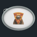 Sloth pizza funny weird prank meme cute happy chri belt buckle<br><div class="desc">Sloth pizza funny weird prank meme cute happy christmas birthday gift Oversized T-Shirt</div>