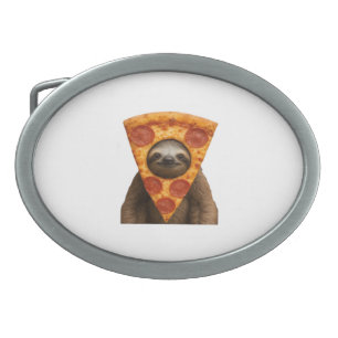 Sloth pizza funny weird prank meme cute happy chri belt buckle