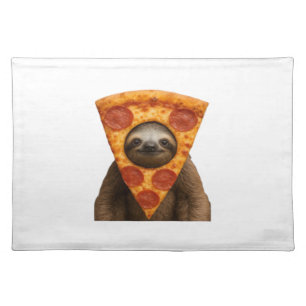 Sloth pizza funny weird prank meme cute happy chri cloth placemat