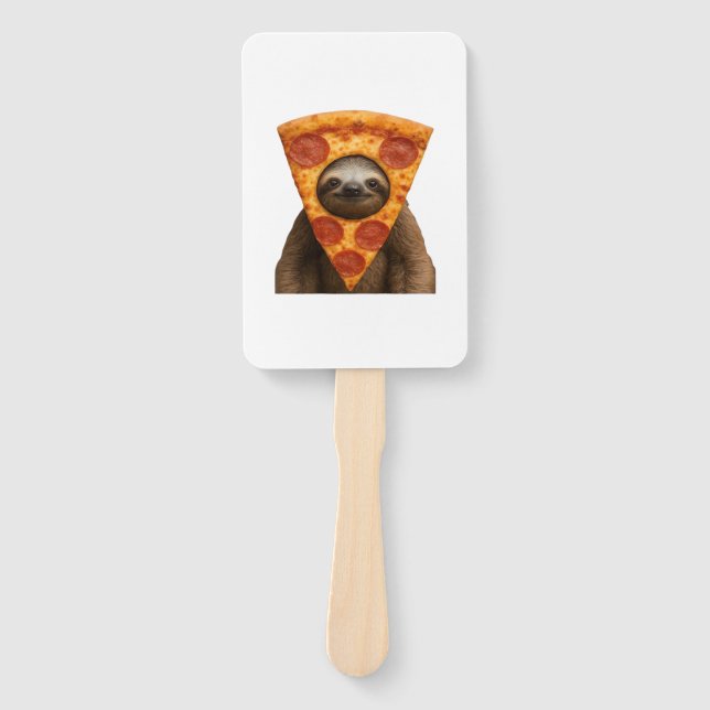 Sloth pizza funny weird prank meme cute happy chri hand fan (Front)