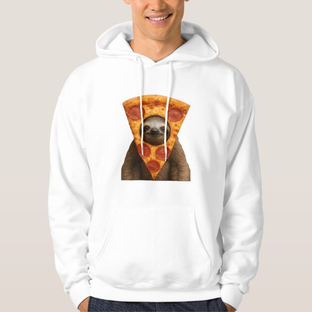 Sloth pizza funny weird prank meme cute happy chri hoodie (Front)