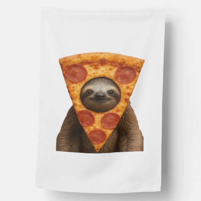 Sloth pizza funny weird prank meme cute happy chri house flag (Front)