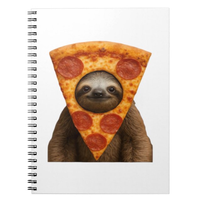Sloth pizza funny weird prank meme cute happy chri notebook (Front)