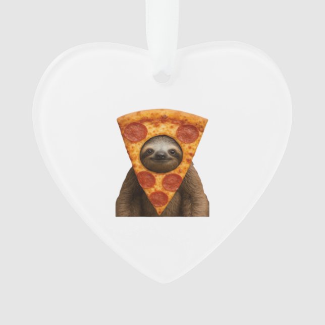 Sloth pizza funny weird prank meme cute happy chri ornament (Front)