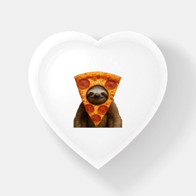 Sloth pizza funny weird prank meme cute happy chri paperweight (Front)