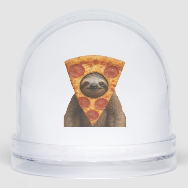 Sloth pizza funny weird prank meme cute happy chri snow globe (Front)