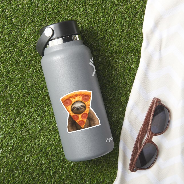 Sloth pizza funny weird prank meme cute happy chri sticker (HydroFlask Insitu)