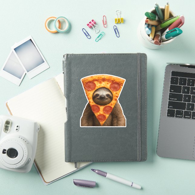 Sloth pizza funny weird prank meme cute happy chri sticker (iPad Cover)