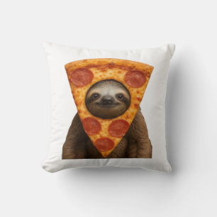 Sloth pizza funny weird prank meme cute happy chri throw pillow
