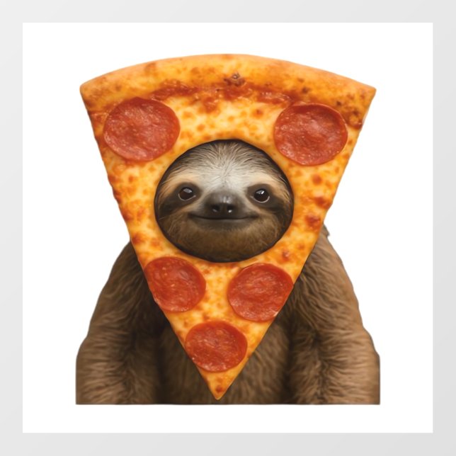 Sloth pizza funny weird prank meme cute happy chri wall decal  (Front)