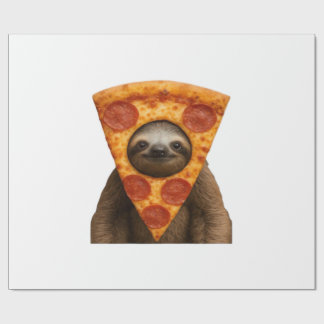 Sloth pizza funny weird prank meme cute happy chri wrapping paper