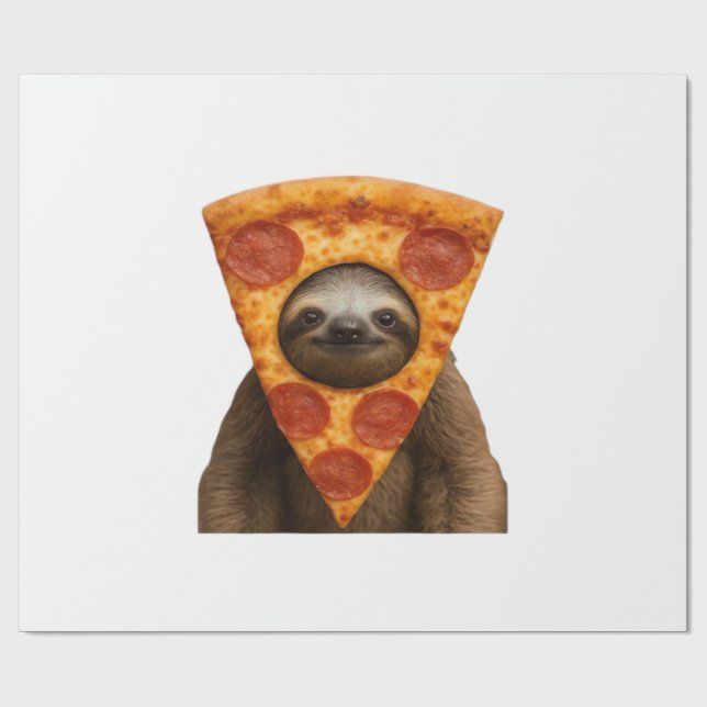 Sloth pizza funny weird prank meme cute happy chri wrapping paper (Flat)