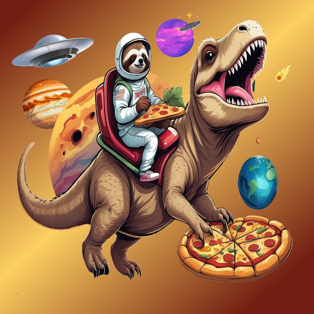 Sloth Pizza T-Rex Space Adventure T-Shirt (Creator Uploaded)