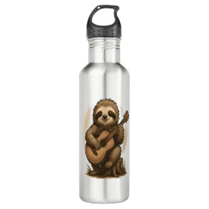 Sloth Playing Guitar Stainless Steel Water Bottle
