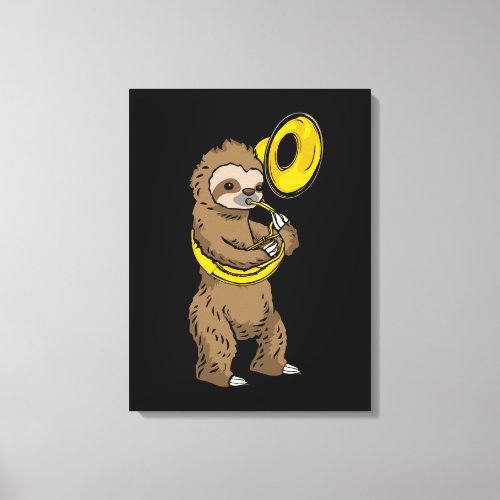 Sloth Playing Sousaphone Gift Men Sousaphone Canvas Print