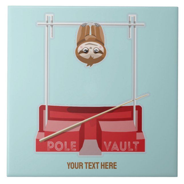 Sloth Pole Vault Athletics Ceramic Tile (Front)