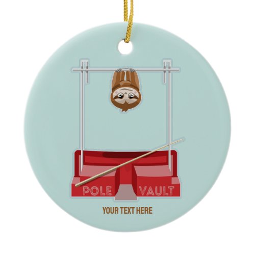 Sloth Pole Vaulting Sports Day Ceramic Ornament