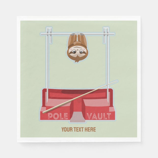 Sloth Pole Vaulting Sports Day Napkins (Front)