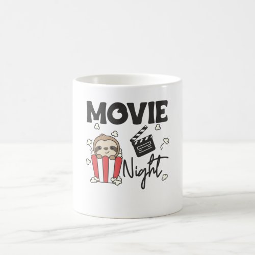 Sloth Popcorn Movie Night Cute Sloth Movies Coffee Mug