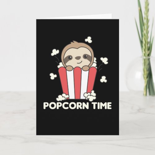 Sloth Popcorn Time Funny Animals In Fast Food Card