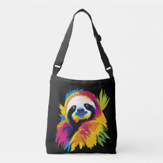 Sloth Portrait Illustration Watercolour Painting Crossbody Bag