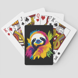 Sloth Portrait Illustration Watercolour Painting Poker Cards