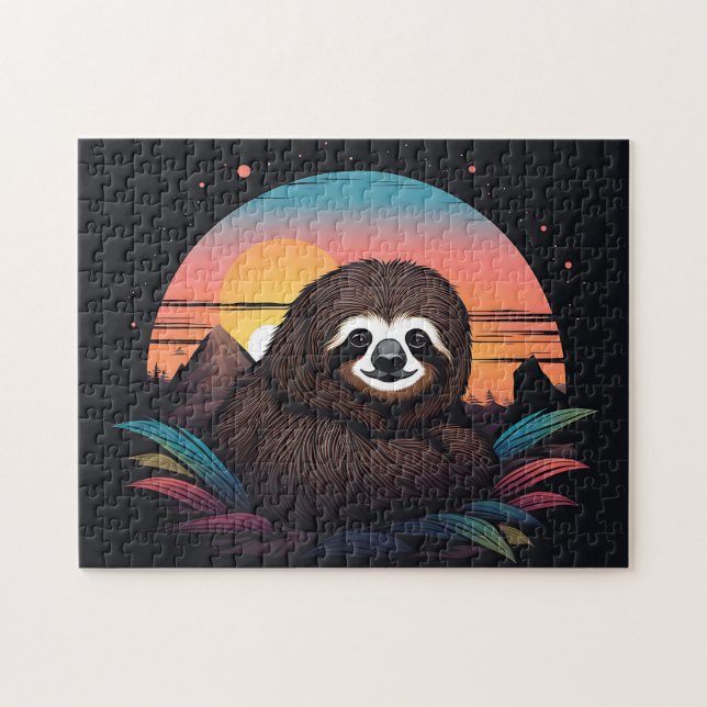 Sloth Portrait With Sunset Jigsaw Puzzle (Horizontal)