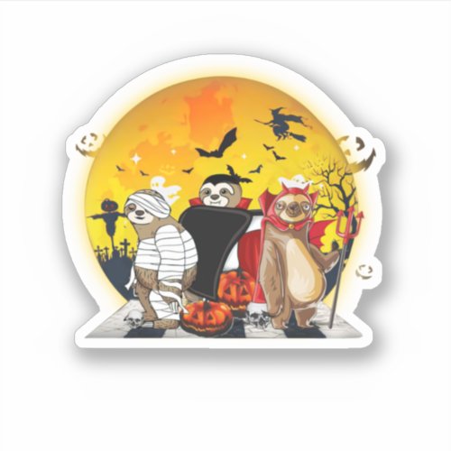 Sloth Pumpkin Halloween Costume Funny Sticker