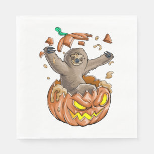 Sloth Pumpkin Halloween Napkins