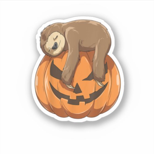 Sloth Pumpkin Halloween Sloth Themed Halloween Lov Sticker