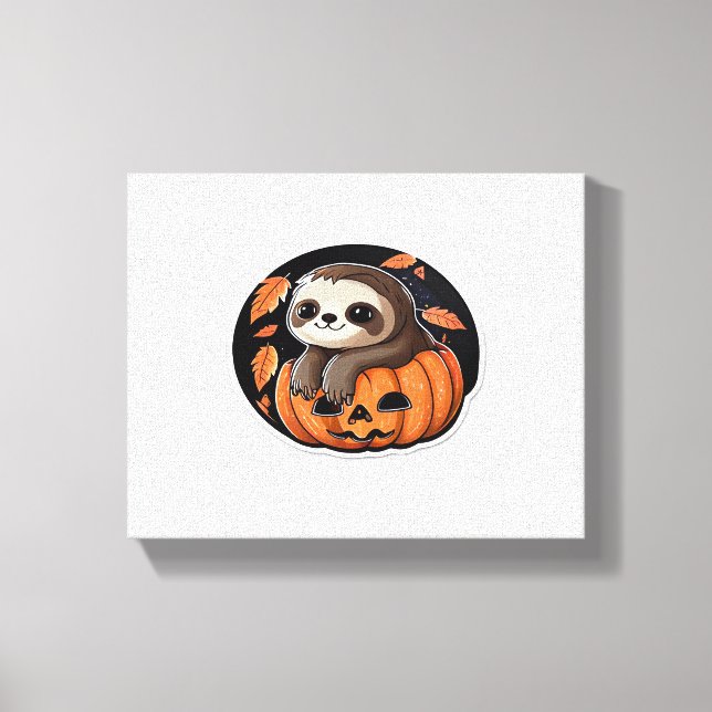 sloth pumpkin Halloween sticker Oversized T-Shirt Canvas Print (Front)