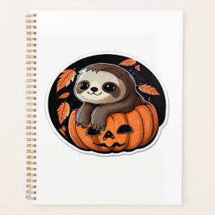 sloth pumpkin Halloween sticker Oversized T-Shirt Planner