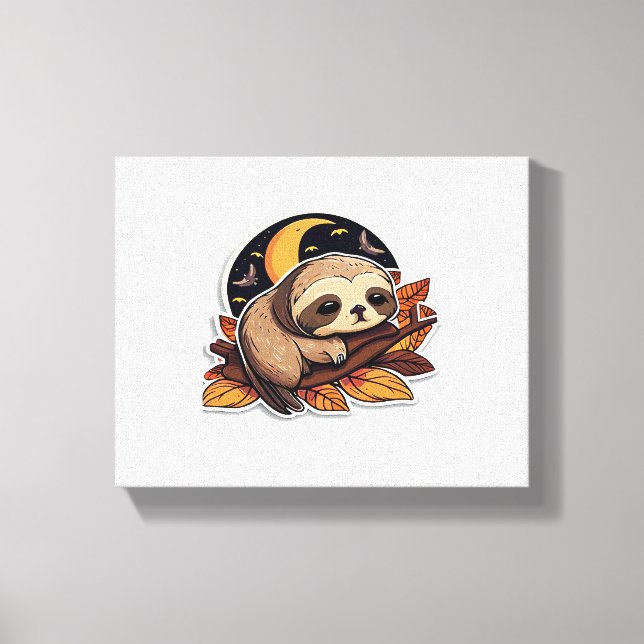 sloth pumpkin Halloween sticker style 2 Classic T- Canvas Print (Front)