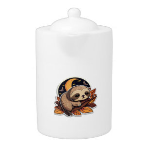 sloth pumpkin Halloween sticker style 2 Classic T- Teapot