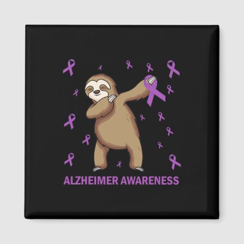 Sloth Purple Ribbon _ Alzheimerheimer Awareness  Magnet