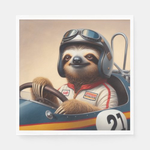 Sloth Racecar Driver Napkins