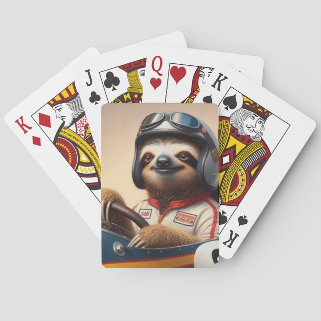 Sloth Racecar Driver Poker Cards (Back)