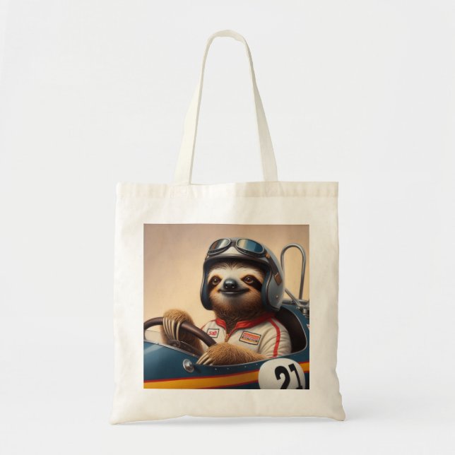 Sloth Racecar Driver Tote Bag (Front)