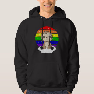 Sloth Rainbow Glitter Kawaii Sloth Colorful Hoodie