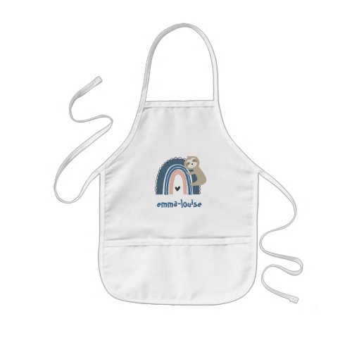 Sloth Rainbow Name Kids Apron