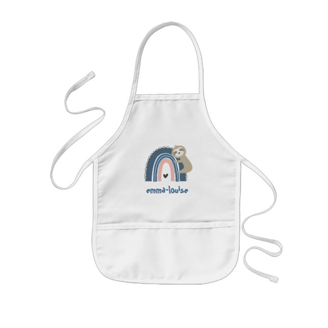 Sloth Rainbow Name Kids' Apron (Front)