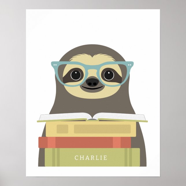 Sloth Reading Personalized Print (Front)