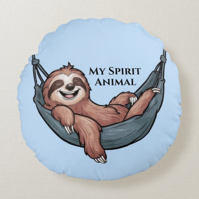 Sloth Relaxing Round Pillow (Front)