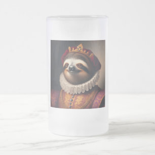 Sloth Renaissance King Frosted Glass Beer Mug