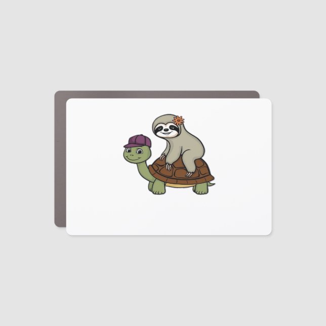 Sloth riding a turtle Classic T-Shirt Car Magnet (Front)