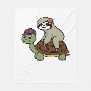 Sloth riding a turtle Classic T-Shirt Fleece Blanket