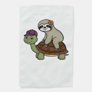 Sloth riding a turtle Classic T-Shirt Garden Flag