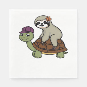 Sloth riding a turtle Classic T-Shirt Napkins